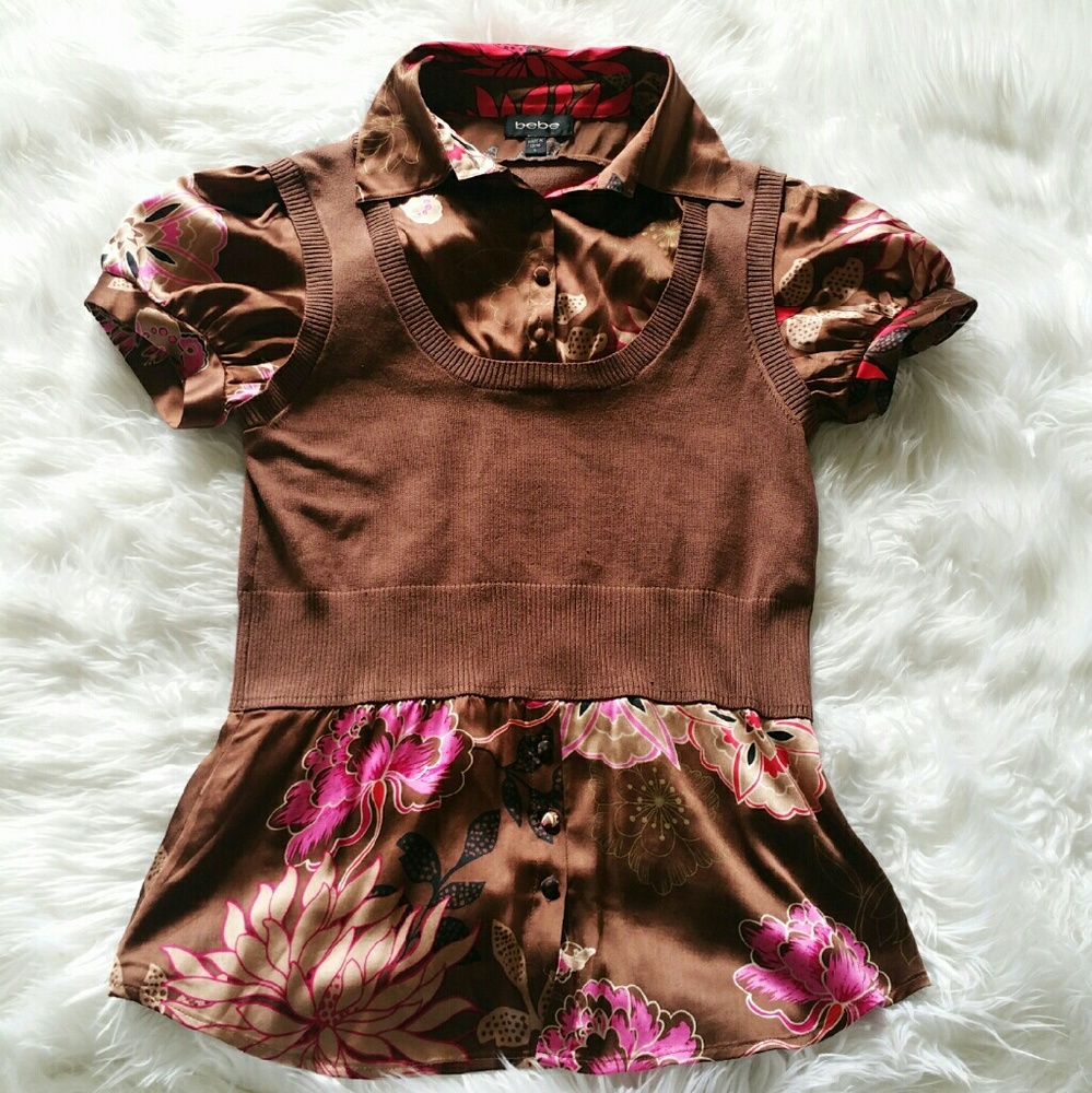 💞SALE💞 Brown Bebe Layer Silk Top